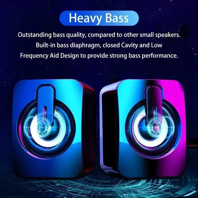 Computer Speakers PC Sound Box HIFI Stereo Microphone with LED Light for Desktop Computer Surround Music RGB Gaming Speakers