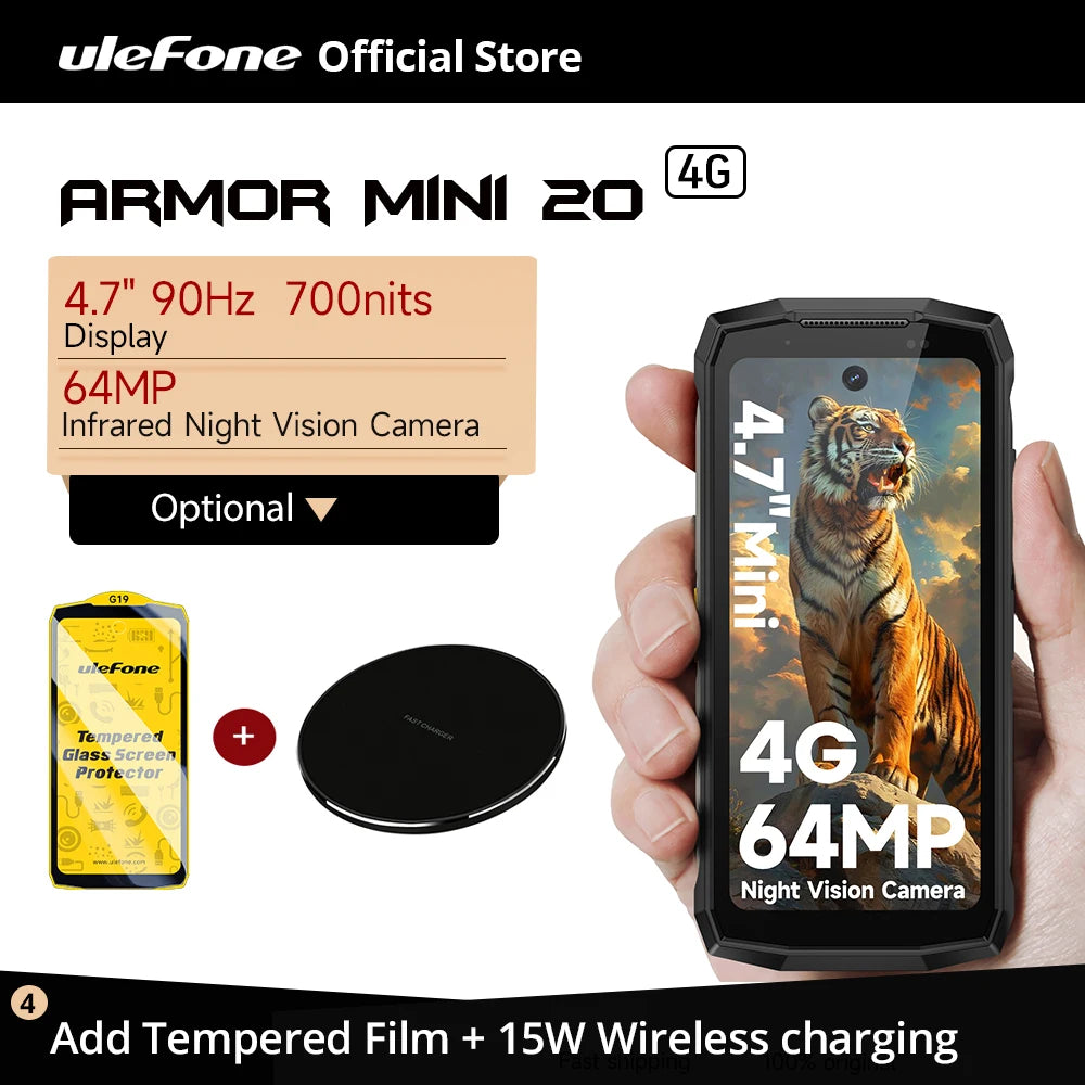 【World Premiere】Ulefone Armor Mini 20 4G 4.7" Rugged Phone 64MP Night Camera Android 14 Smartphone 6200mAh Mobile phone NFC