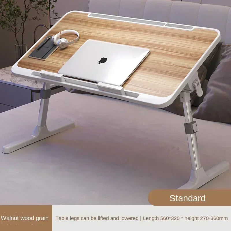 Foldable Lift Laptop Desk for Bed with Radiator Adjustable Stand Lap Table Breakfast Tray Desk with Drawer for Working Gaming