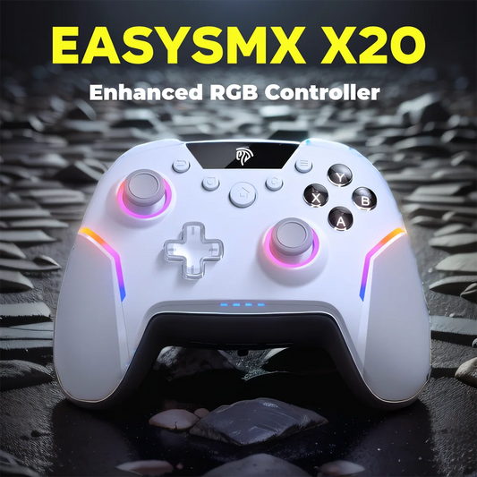 EasySMX X20 RGB Wireless Gamepad Bluetooth Gaming Controller Compatible with PC/NS/TV/Phone/Laptop,6-Axis Gyroscope, Hall Effect