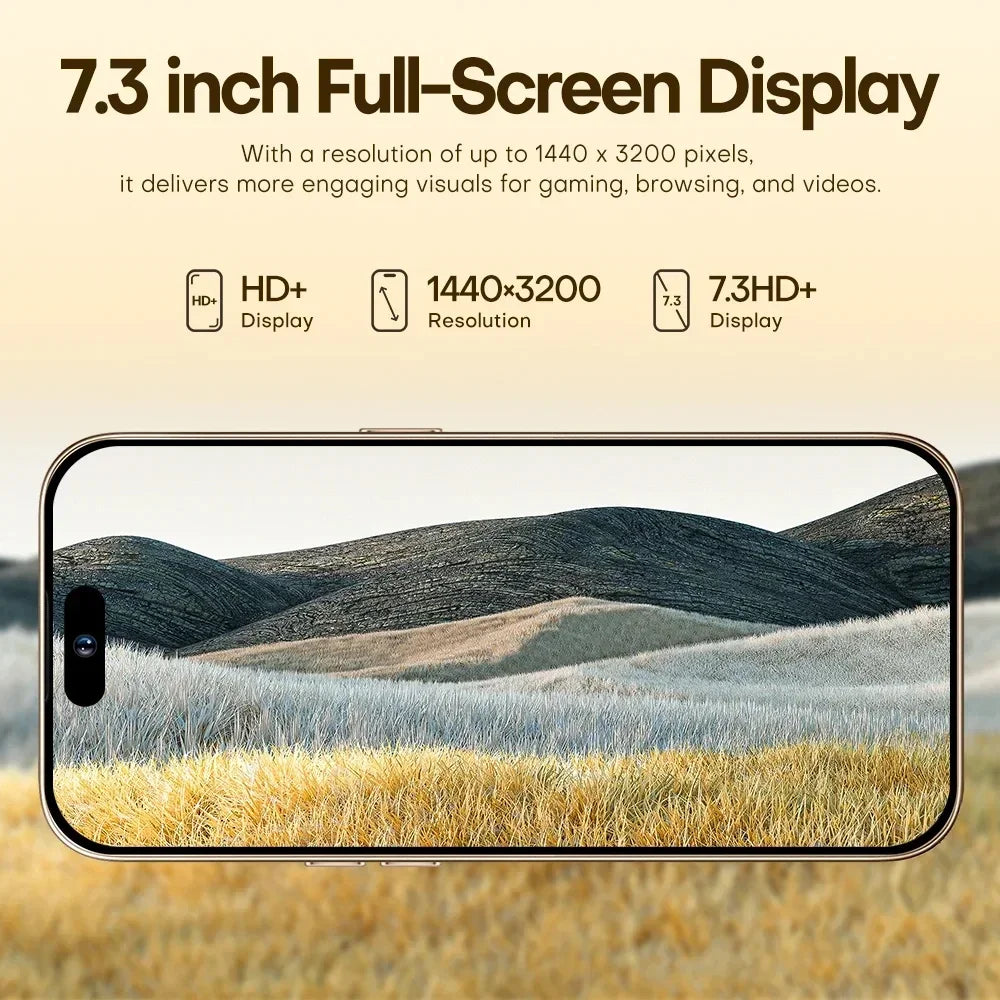 Brand New Original 16GB+1TB For Smartphone 7.3 inch I16 Max Full Screen 4G 5G Cell Phone 8000mAh Mobile Phones Global Version