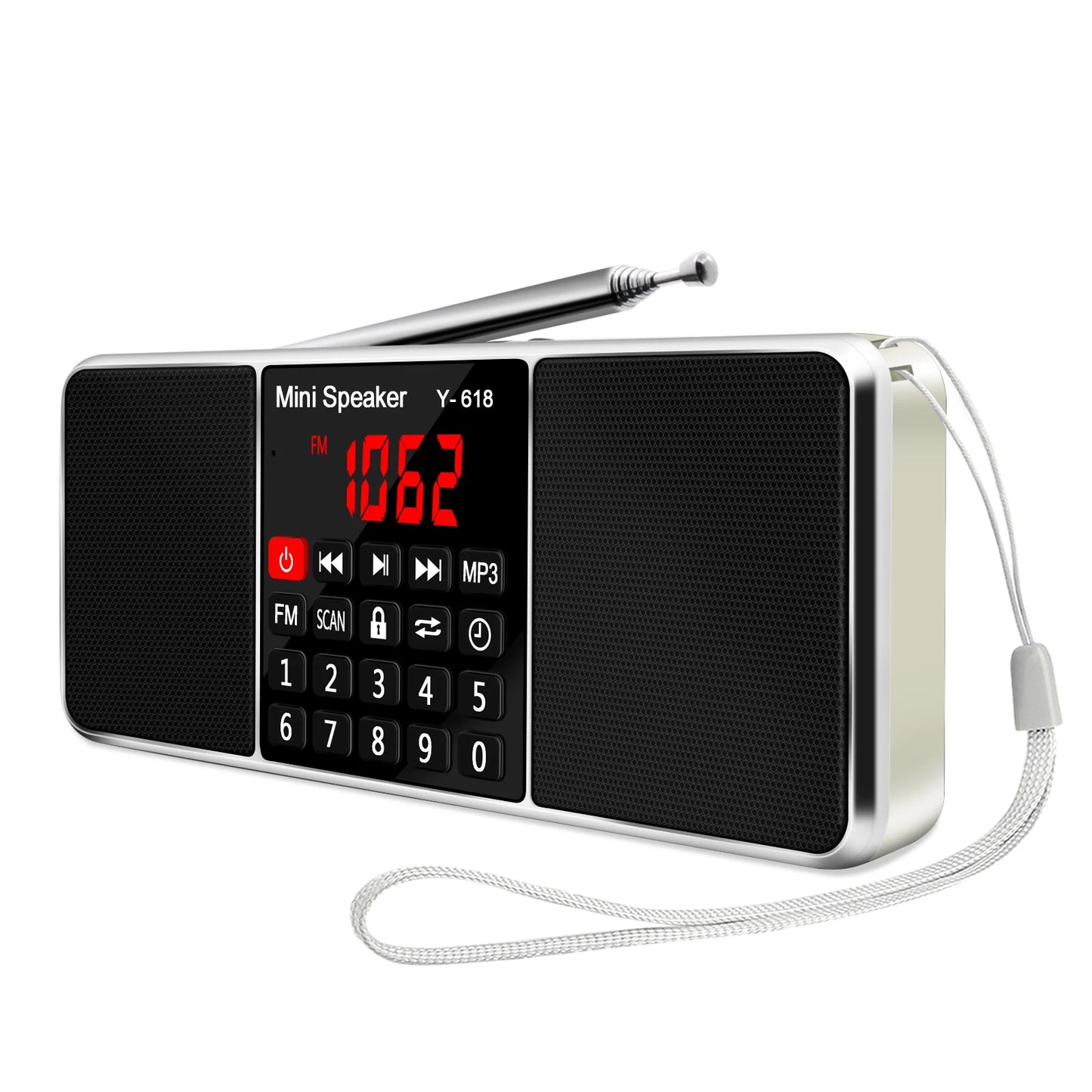 Lefon FM Digital Radio Dual Speaker Stereo Surround MP3 Audio Player Support TF Card Timing Shutdown Function for Home&Outdoor