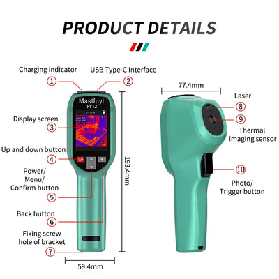 MASTFUYI Professional Thermal Imaging Camera, -20℃~550℃ High Resolution Infrared Thermal Imager for Repair Pipeline Detection
