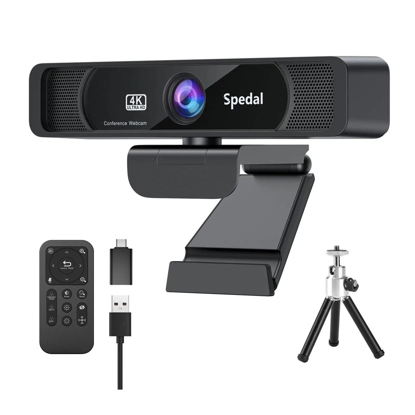 Spedal 931 HD 4K 30Fps 120 Wide Angle Webcam Wtih Microphone Remote Control Streaming PC Conferencin Windows Mac Linux