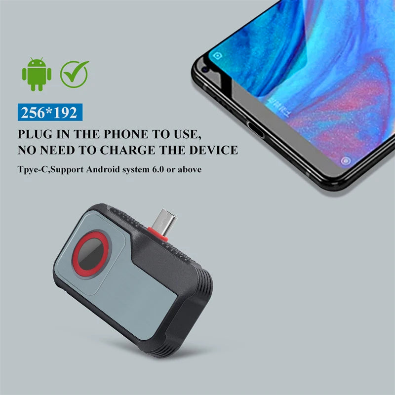 256*192 Pixels Thermal Camera -20°C~550°C Android Type C Mobile Phone Infrared Thermal Imager For Electrical Repair