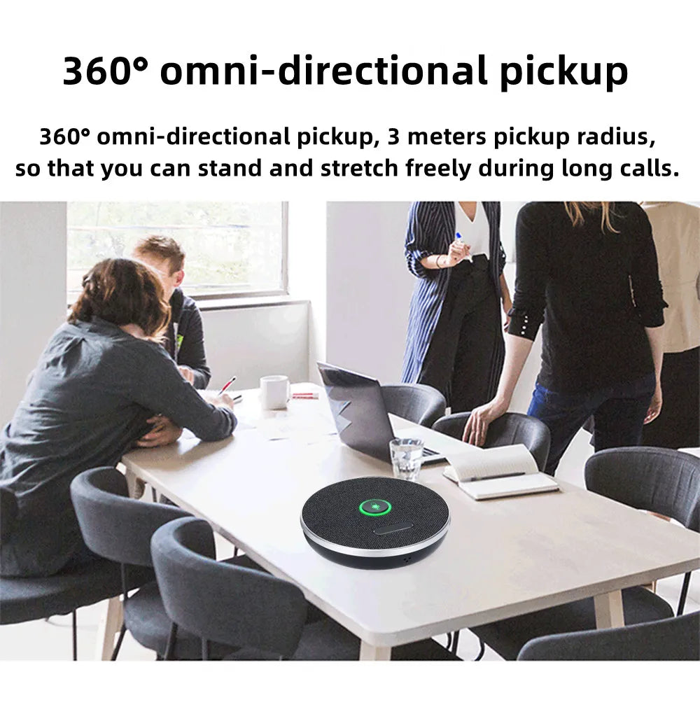 Omnidirectional Microphone for Video Conference Mini Portable 360° Voice 6M Pick up USB Plug Play Educate Business Online Live