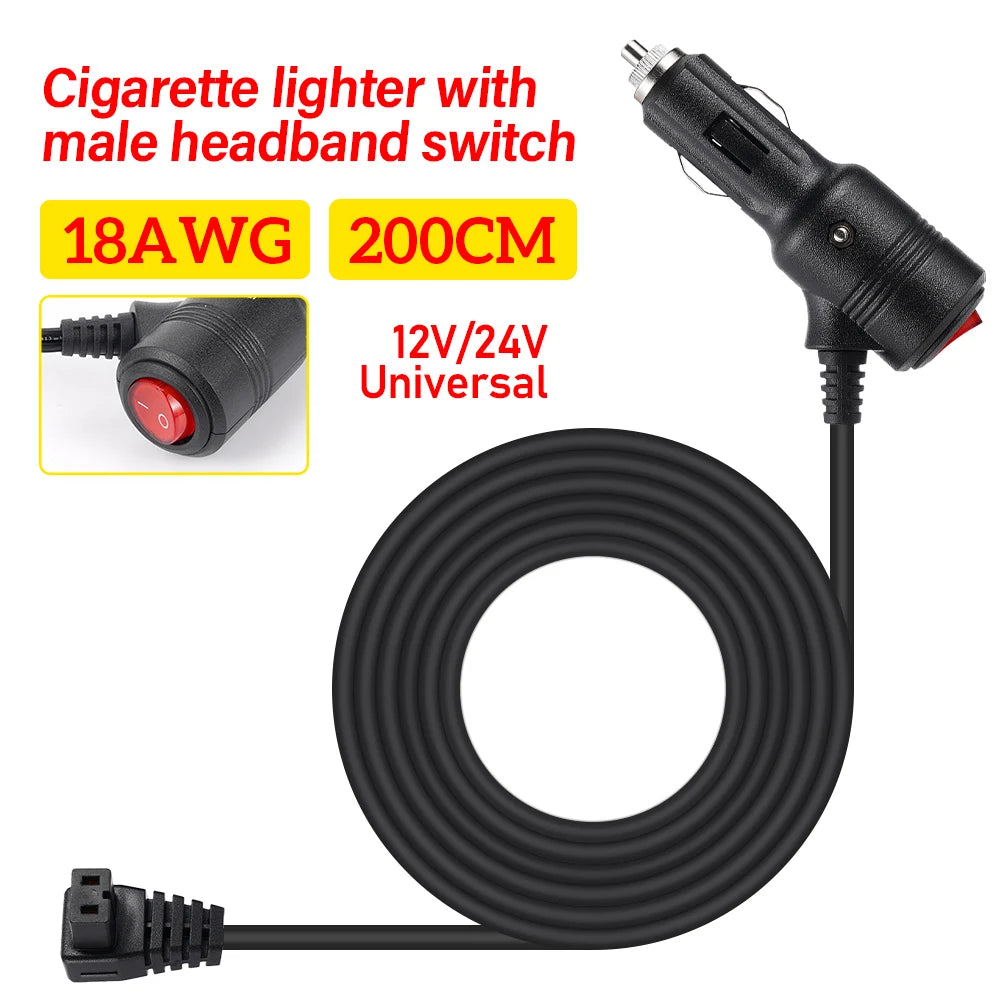 12V/24V 2M 18AWG Car Refrigerator Power Cord Fridge Freezer Extension Cable For Car Cigarette Lighter Adapter Fridge Heater