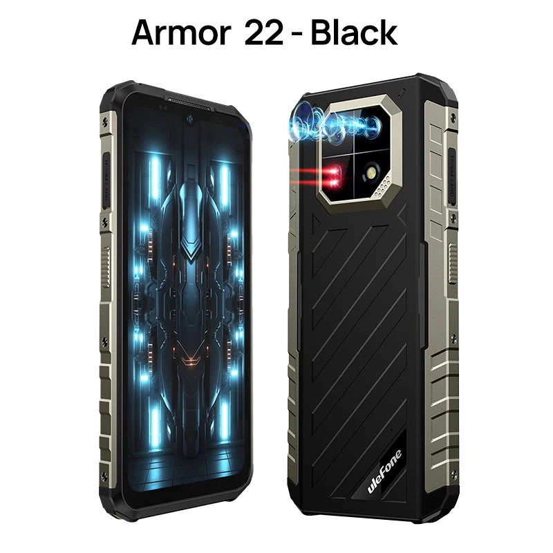 Ulefone Armor 22  Rugged Phone,16GB (8GB+8GB) RAM,128GB/256GB ROM, Android 13 Smartphone,NFC 64MP Night Vision 4G Mobile Phone