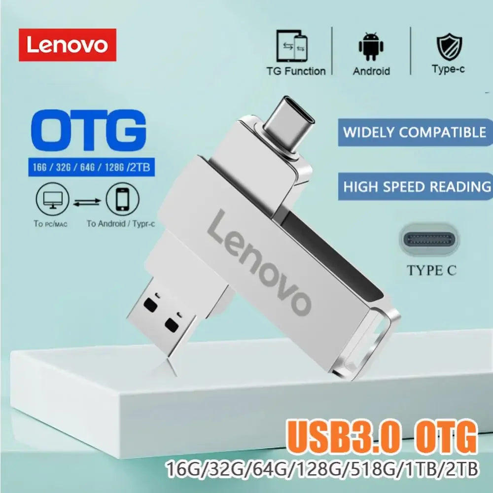 Lenovo 16TB 3.0 USB flash drive waterproof Type-C USB metal high-speed pen drive 2TB 512GB suitable for computer storage devices