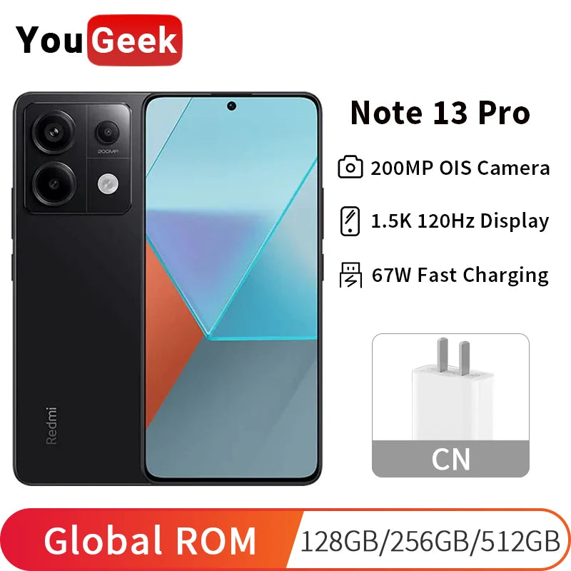 Global ROM Xiaomi Redmi Note 13 Pro 5G Mobile Phone 200MP Triple Camera 120Hz Display 5100mAh 67W Fast Charging