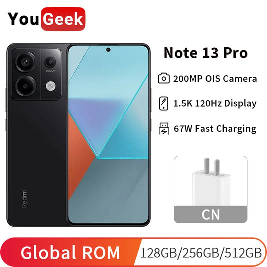 Global ROM Xiaomi Redmi Note 13 Pro 5G Mobile Phone 200MP Triple Camera 120Hz Display 5100mAh 67W Fast Charging