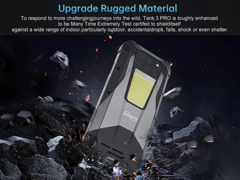 Unihertz Tank 3 Pro 8849 Rugged 5G Smartphone Android with 100 Lumens Projector 32GB 512GB 23800mAh 6.79" FHD Waterproof Phone