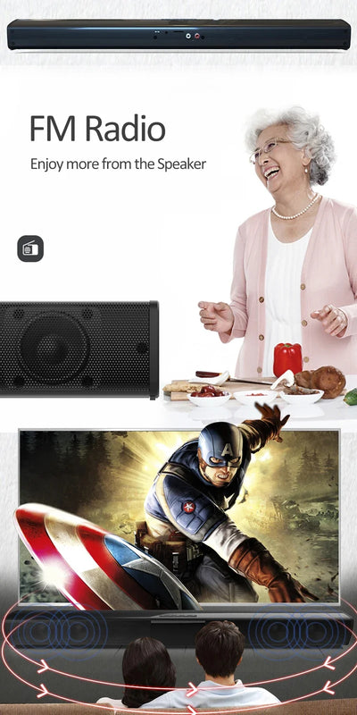 Portable Wireless Bluetooth Sound Bar Speaker Subwoofer TV Projector Desktop Home Outdoor Stereo Sound Ystem Super Power Speaker
