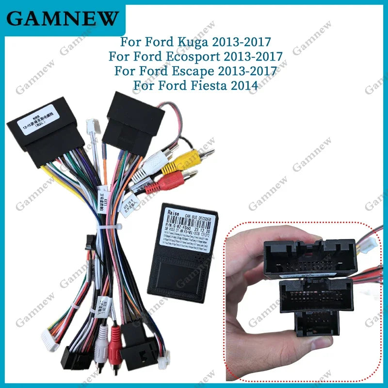 Car 16pin Wiring Harness Adapter Canbus Box Decoder Android Radio Power Cable For Ford Kuga Escape Ecosport Fiesta Ranger 2014