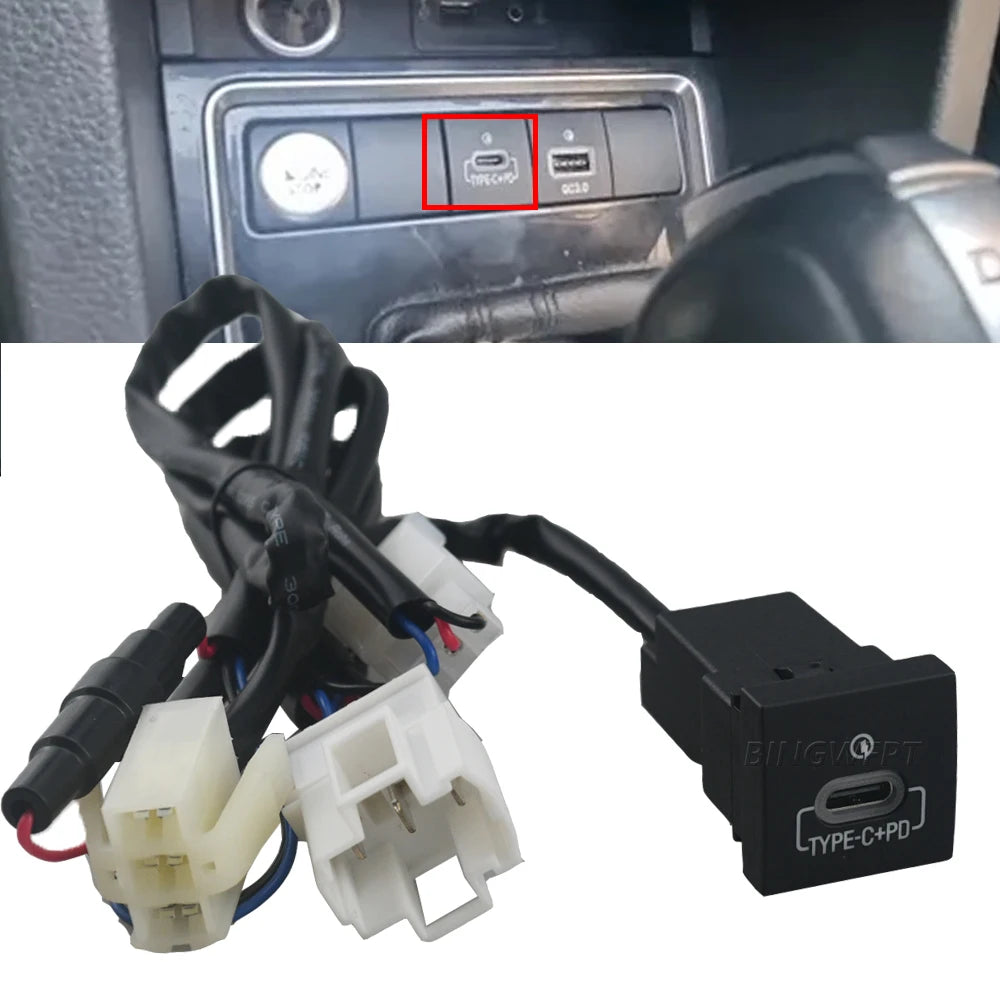 USB Charger Socket Fast Charge Adapter PD Type C and QC3.0 Power Outlet Switch For VW Golf 6 Jetta 5 MK5 Scirocco 2006 - 2012