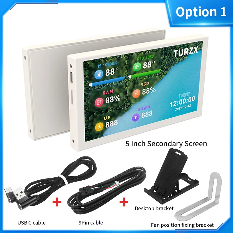 5 Inch IPS Type-C Secondary Screen Dynamic 800x480 LCD Display CPU GPU RAM HDD Monitoring Freely AIDA64 with Aluminum Case