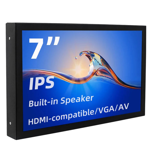 7 Inch Portable Display IPS 1024x600 LCD HDMI-compatible VGA AV Input DC Type C Power In for PC Laptop Camera TV Box DVD Screen