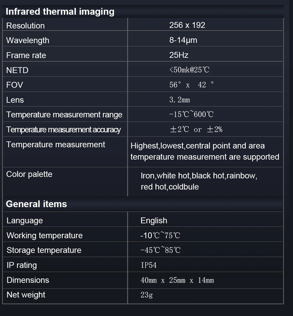 TOOLTOP T7 256*192 Android Type-C Thermal Imager 25Hz Mobile Thermal Imaging Camera for Solar Panel Power Device Fault Detect