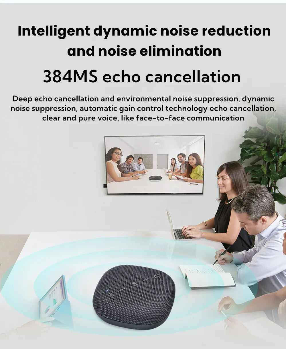 360° Omni-directional Microphone 5M Radius Pickup Wireless Conference Speaker USB Bluetooth Microphone for Conference Meeting