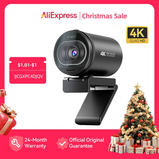 Webcam 4K HD USB Web Camera 1080P 60FPS TOF Autofocus Streaming Camera EMEET S600 With Mics for Video Calling/Zoom/Skype/Teams