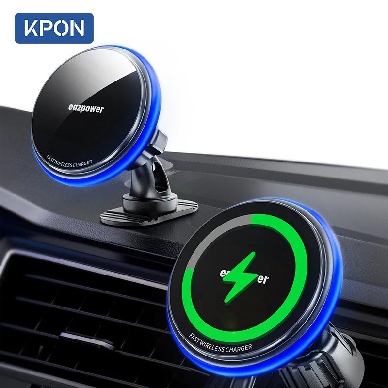 KPON Magnetic Car Phone Holder Wareless Charging Adjustable 360° 15W Air Vent Universal  for iPhone 14 15 16 Smartphone  Stand