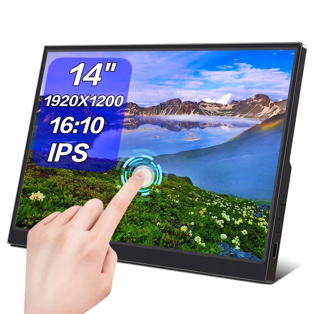 Touchscreen Portable Monitor 14/15.6/16 inch HD LED Display Laptop Monitor Travel Monitor for Raspberry Pi/Laptop/PS3/PS4 Xbox