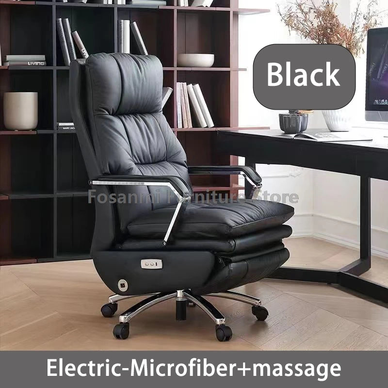 Ergonomics Leather Office Swivel Chair Electric Home Soft Thick Cushion Computer Chairs Gaming Comfortable Desk Chair with Wheel