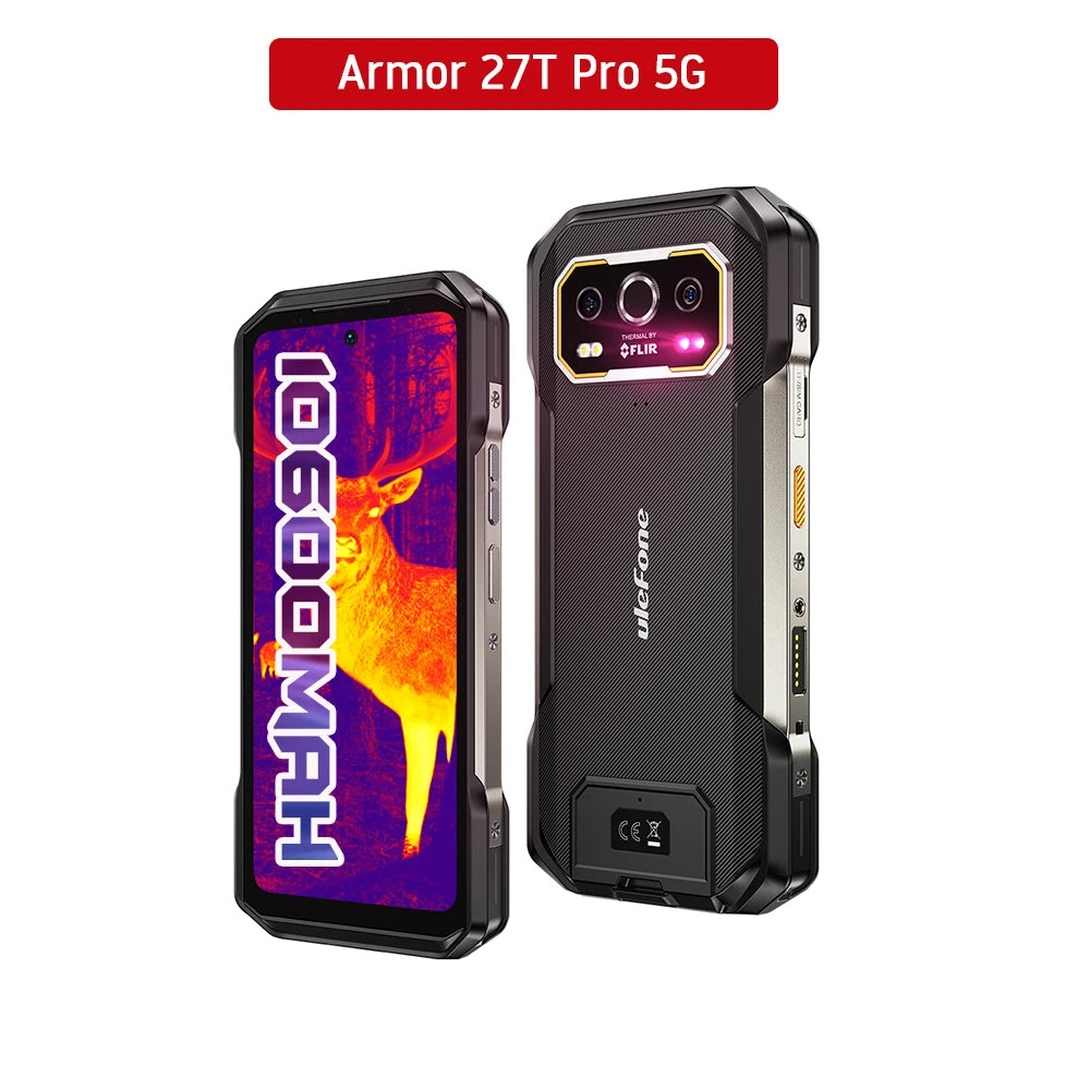 Ulefone Armor 27T Pro 5G THERMAL BY FLIR® Rugged Phone 10600mAh Android 14 Smartphone 64MP 6.78" 24GB+256GB NFC Mobile Phone