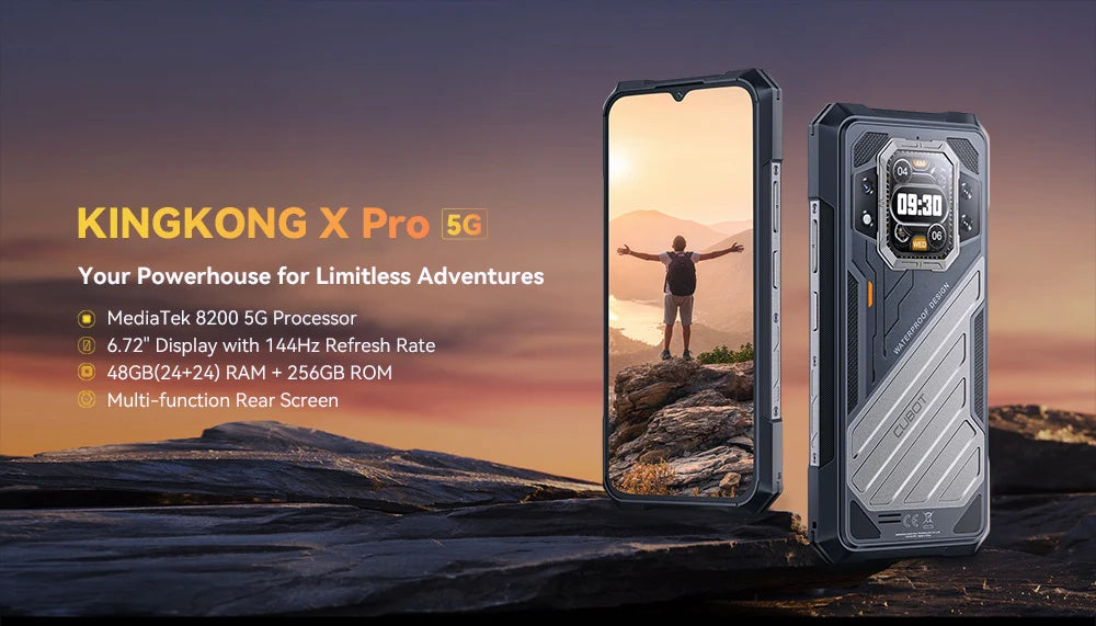 CUBOT KINGKONG X PRO Rugged 5G Smartphone MTK Dimensity 8200 144Hz 6.72"Screen 10200mAh 24GB/48GB RAM+256GB ROM 100MP Camera NFC