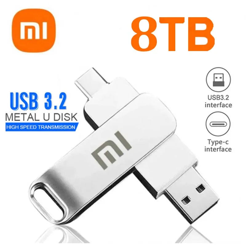 Xiaomi 16TB 3.2 USB Flash Drive Waterproof High Speed Transfer Type-c 2-In-1 Interface Universal for Mobile Phone Computer