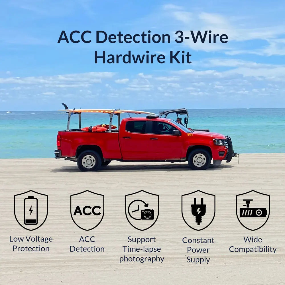 for AZDOME M550 Pro 3 Wire ACC Detection Hardwire Kit 12V/24V to 5V 3A Mini USB Car Charger Dash Cam 24 Hour Parking Monitor