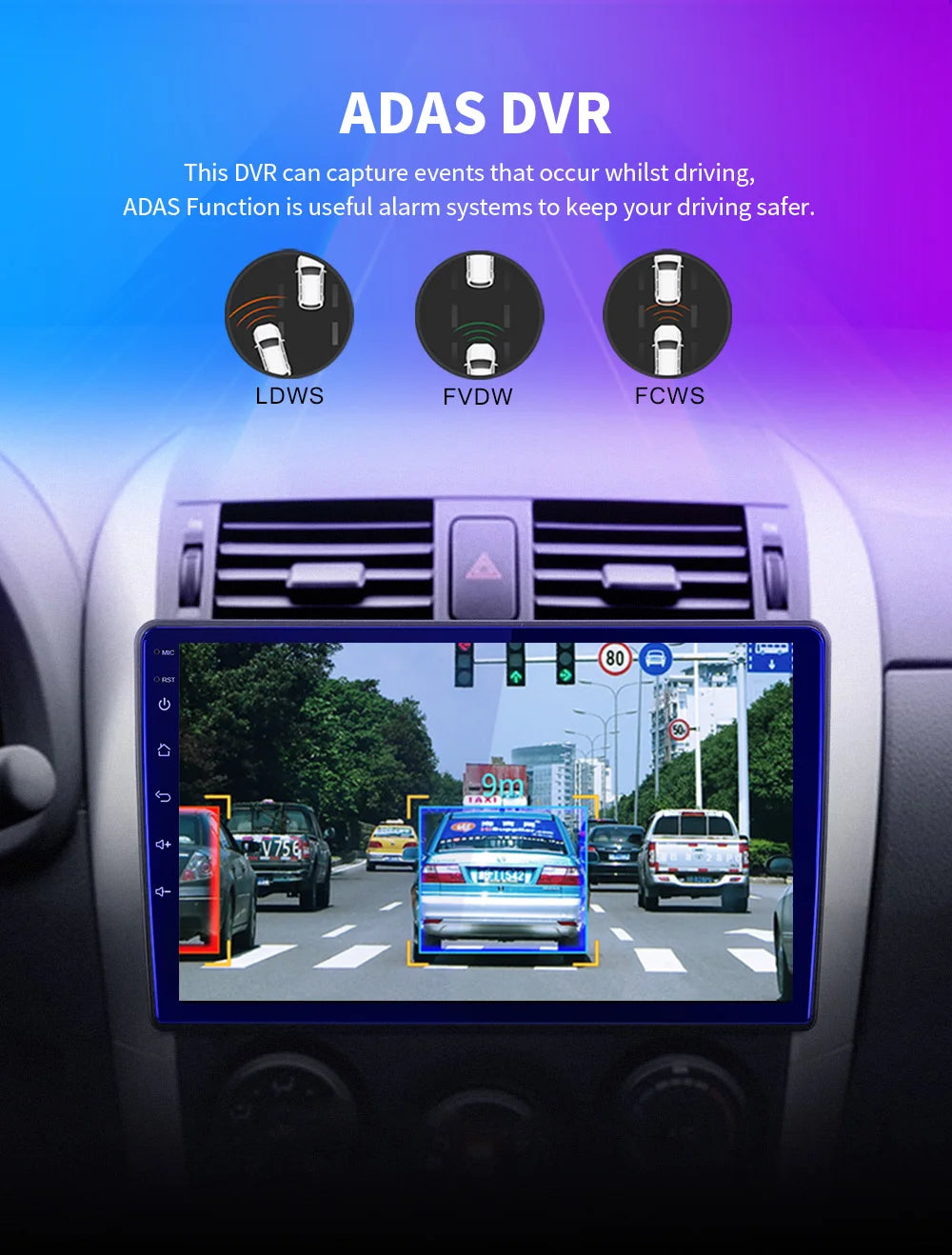 EKIy ADAS Car DVR 170° Wide Angle Dash Cam Video Recorder 1080P Universal For Android Car DVD Player Navigation System