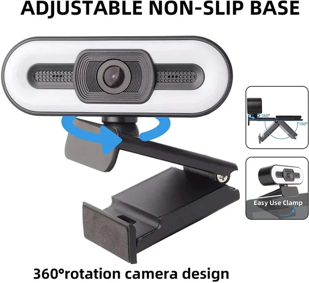 Portable Full HD 1080P 2K 4K Webcam PC Laptop Auto Focus Webcam Live Streaming Flexible with Microphone Live Broadcast withLight