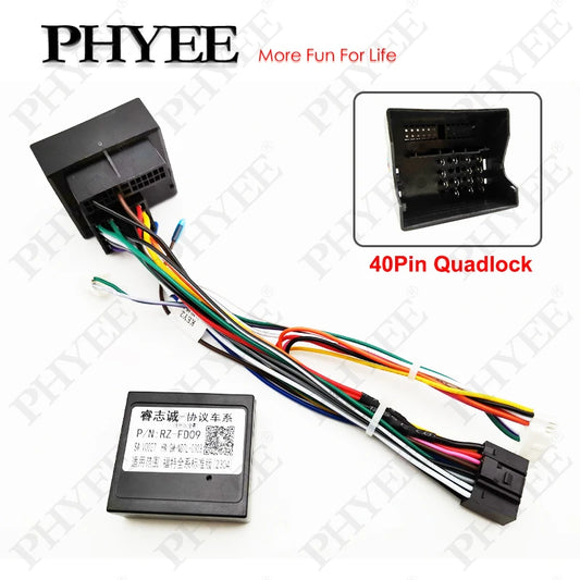 16 Pin to Quadlock Wiring Harness, CAN Bus Decoder, for Ford Focus MK2 Fiesta Mondeo Transit, Automotive Cable for Android Radio