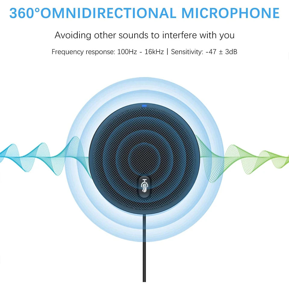 Upgraded USB Conference Microphone 360° Pickup Omnidirectional Condenser Speakerphone with Mute Key for Video Conference Skype