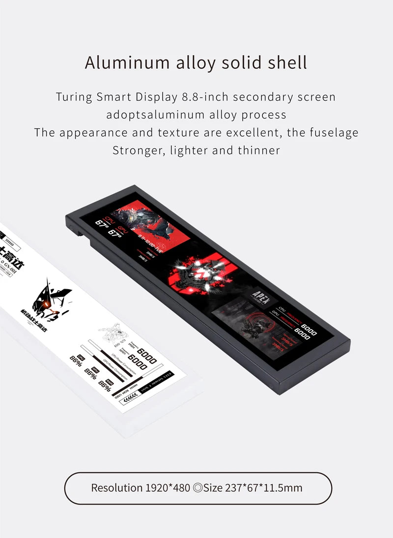 8.8 Inch IPS USB Secondary Screen Type-C PH Interface Turing Smart Screen CPU GPU RAM Computer Monitor Use TURZX Software