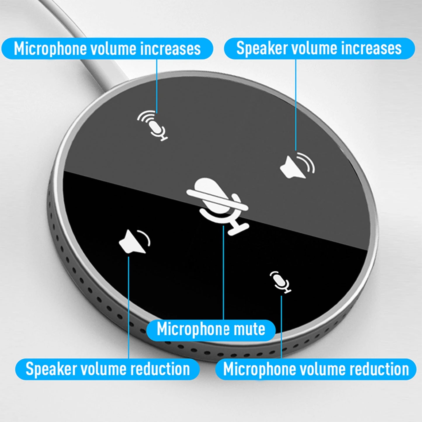 Desktop USB Conference Speakerphone Microphone Built-in Speaker 360° Omnidirectional PC Computer Condenser Mic for PC Laptop