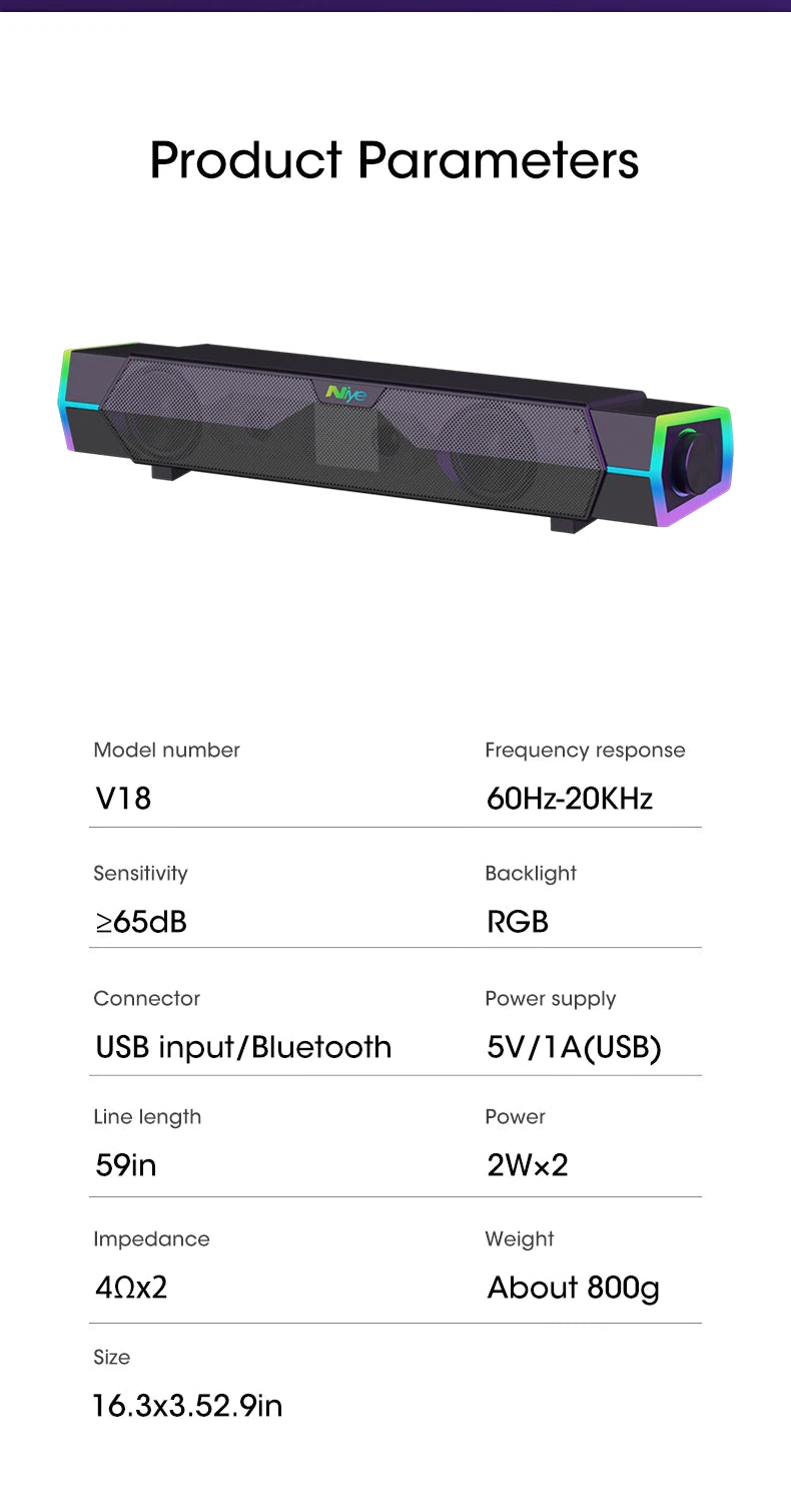 4D Computer Speakers Bluetooth 5.0 Wired Loudspeaker Surround Soundbar Speaker Stereo Subwoofer Sound bar for Laptop Notebook PC