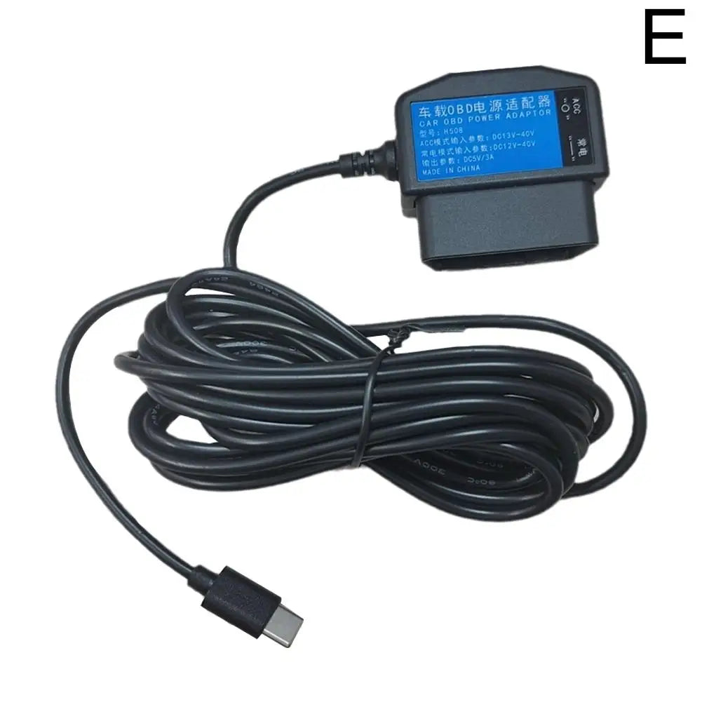 Output 5V 3A Mini Micro 5PIN USB Ports Car OBD Cigarette Adapter Lighter Power Box with 3.5m Switch Cable for Dash Cam Char F1P0