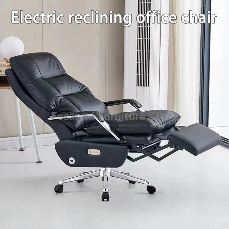 Ergonomics Leather Office Swivel Chair Electric Home Soft Thick Cushion Computer Chairs Gaming Comfortable Desk Chair with Wheel