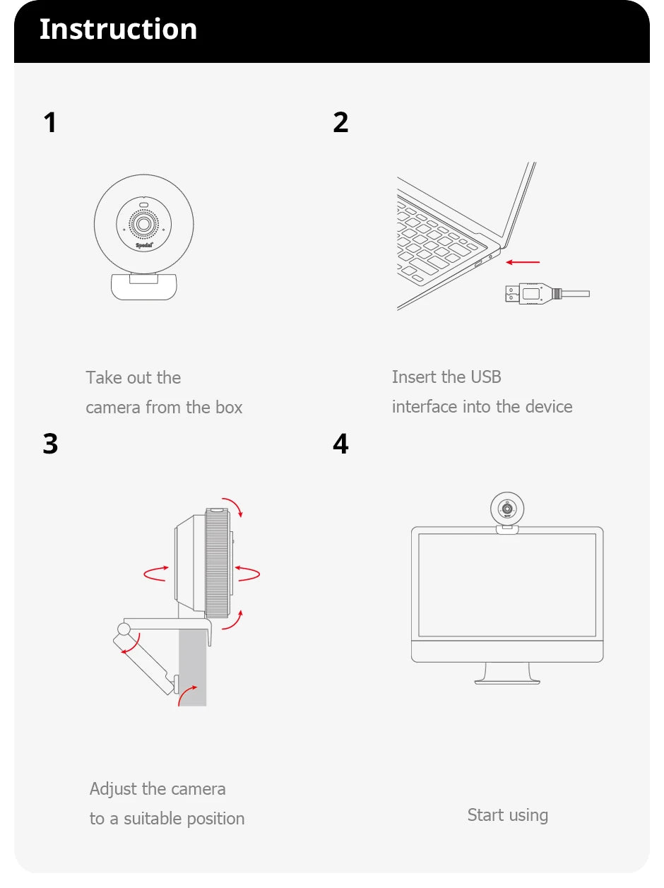 Spedal 934 Hd 1080P 60fps Usb Streaming Webcam with Microphone for Computer Meeting Web Camera Windows Mac Linux