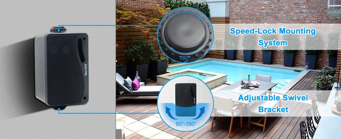 Herdio 3.5'' Passive Outdoor Speakers Wired Waterproof 200W 3 Way Premium Mountable Wall Mount Speakers For Patio Marine Boat