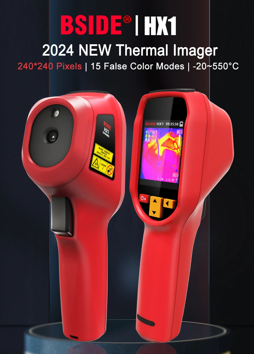 BSIDE Thermal Imager HX1 NEW Camera Laser Thermographic 240×240 Resolution For Circuit PCB Repair Pipeline Detection Medical