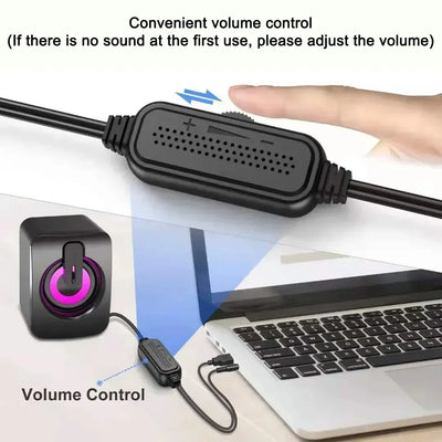Computer Speakers PC Sound Box HIFI Stereo Microphone with LED Light for Desktop Computer Surround Music RGB Gaming Speakers