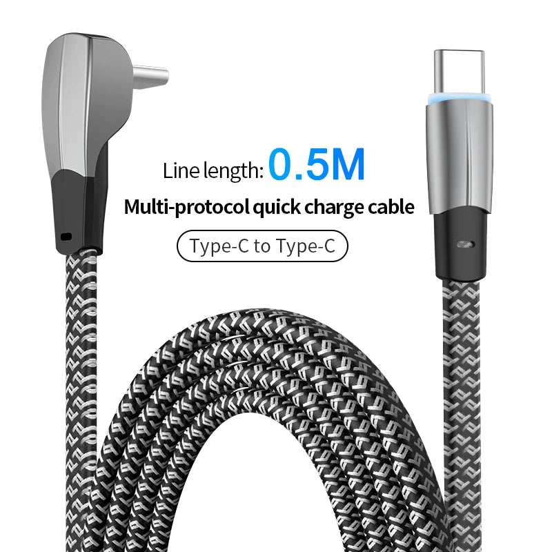 For Tesla Car Phone Charging Cable PD 60W Fast Charging Cable Type C 90 Degree USB C Charger For Tesla Model 3/Y Phone Charging