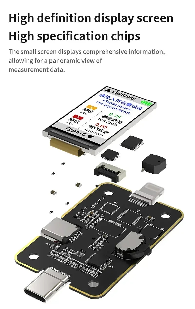 MECHANIC T-824 T824 SE Tail Insertion Tester Tail  Insertion Detector Type-C Lightning I nterface for Phone Repair Tools