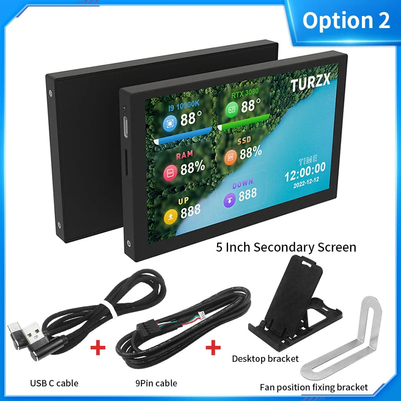 5 Inch IPS Type-C Secondary Screen Dynamic 800x480 LCD Display CPU GPU RAM HDD Monitoring Freely AIDA64 with Aluminum Case