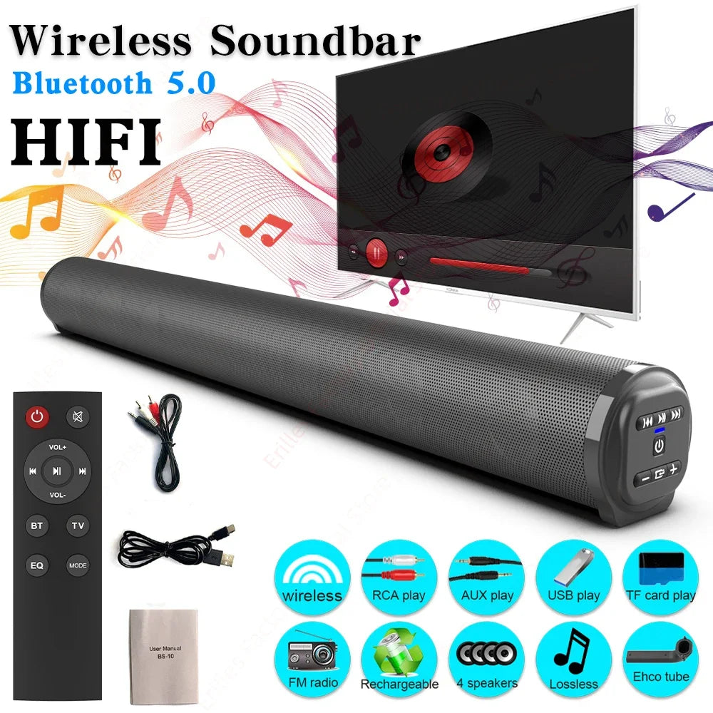 Portable Wireless Bluetooth Sound Bar Speaker Subwoofer TV Projector Desktop Home Outdoor Stereo Sound Ystem Super Power Speaker