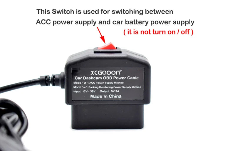 XCGaoon 24Hours Car OBD Hardwire Kit With Mini Mico USB Port 5V 3A Charging Cable For XiaoMi 70Mai YI 360 Dash Cam DVR