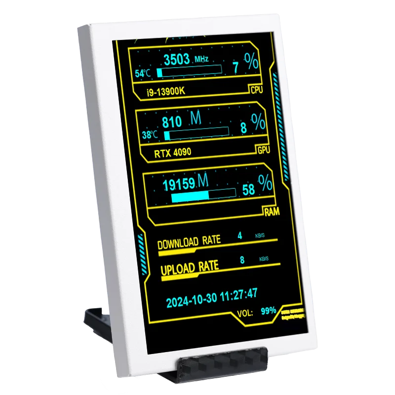 5 Inch IPS USB Secondary Screen 800x480 Type-C LCD Computer Hardware Monitor Music Spectrum Analysis Display No AIDA64